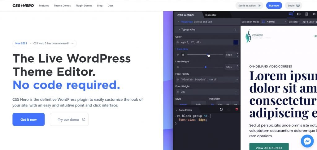 CSSHero Live WordPress Theme Editor