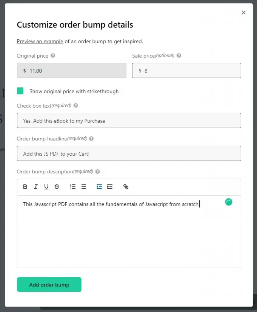 Order Bump Creation in Teachable