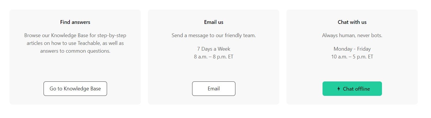 Teachable Customer Support