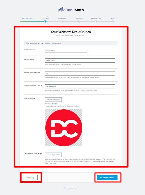 Add Details of Your Site