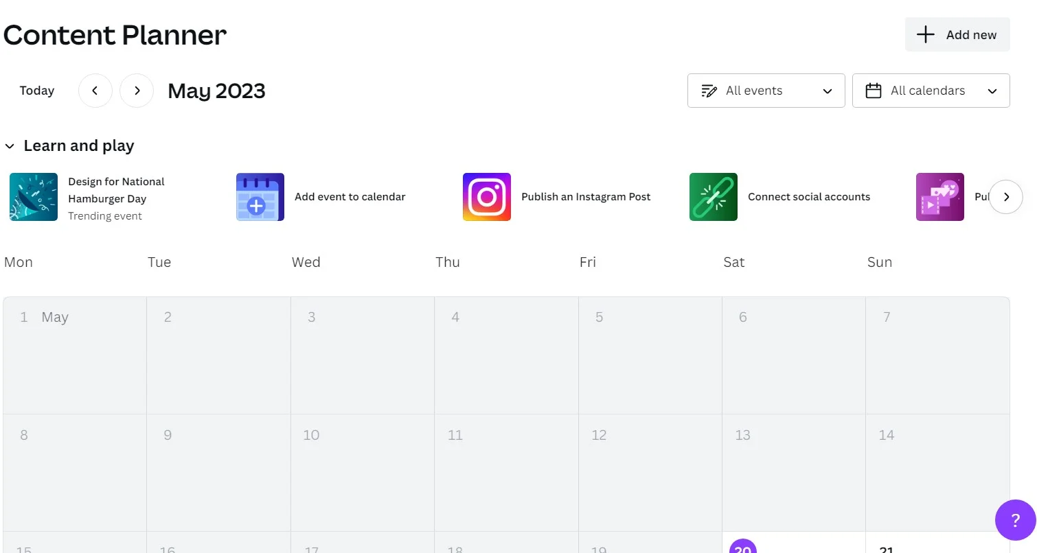 Canva content planner