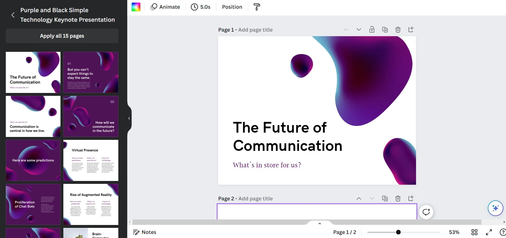 Canva presentation feature