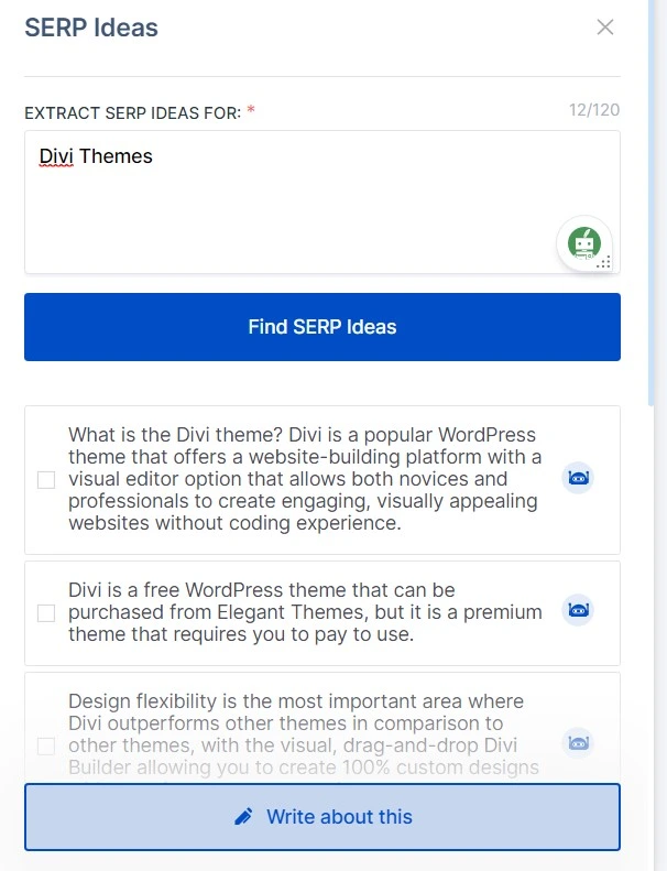 Scalenut provides content ideas