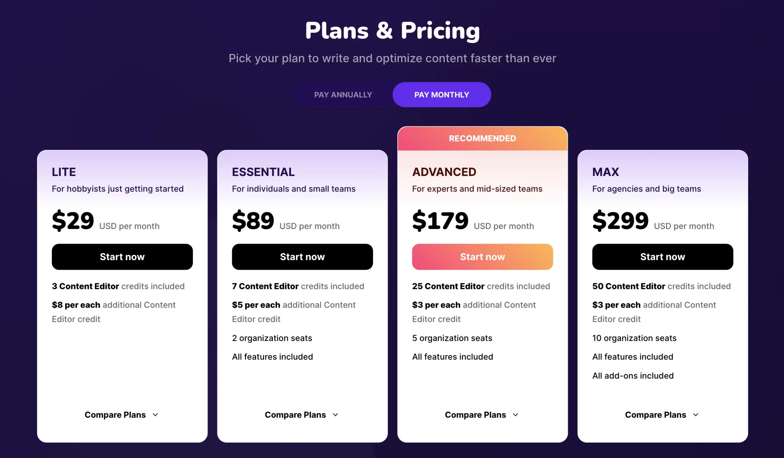 Surfer SEO Pricing Plan