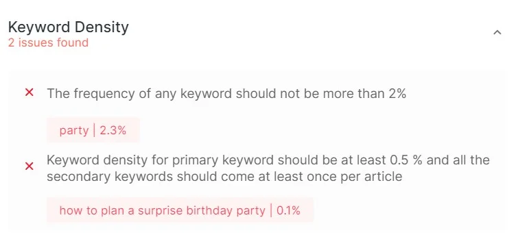 Scalenut can found and fix keyword density issues
