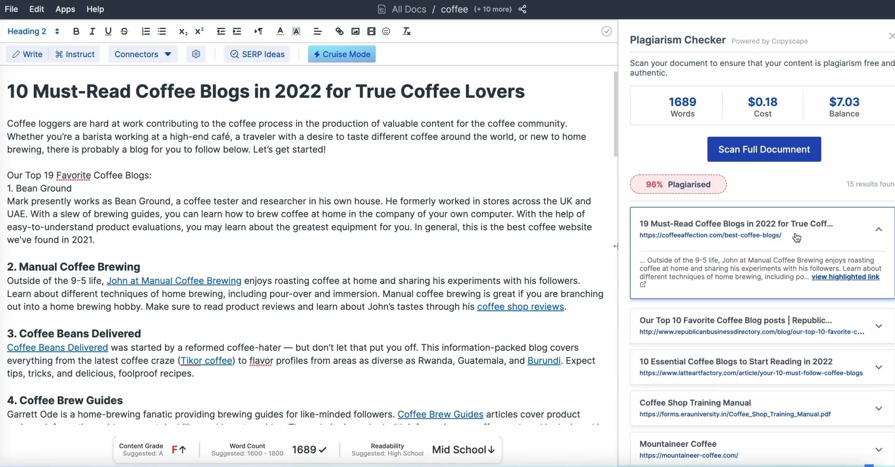Scalenut plagiarism checkar