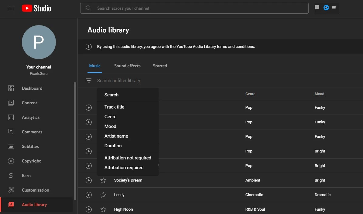 YouTube Audio Library