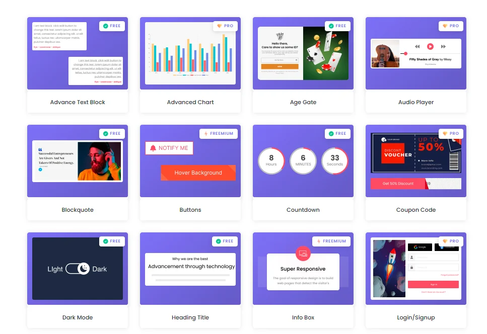 Extensive Widget Library