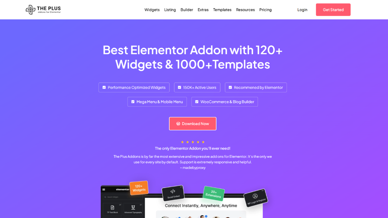 Plus Addons for Elementor Homepage