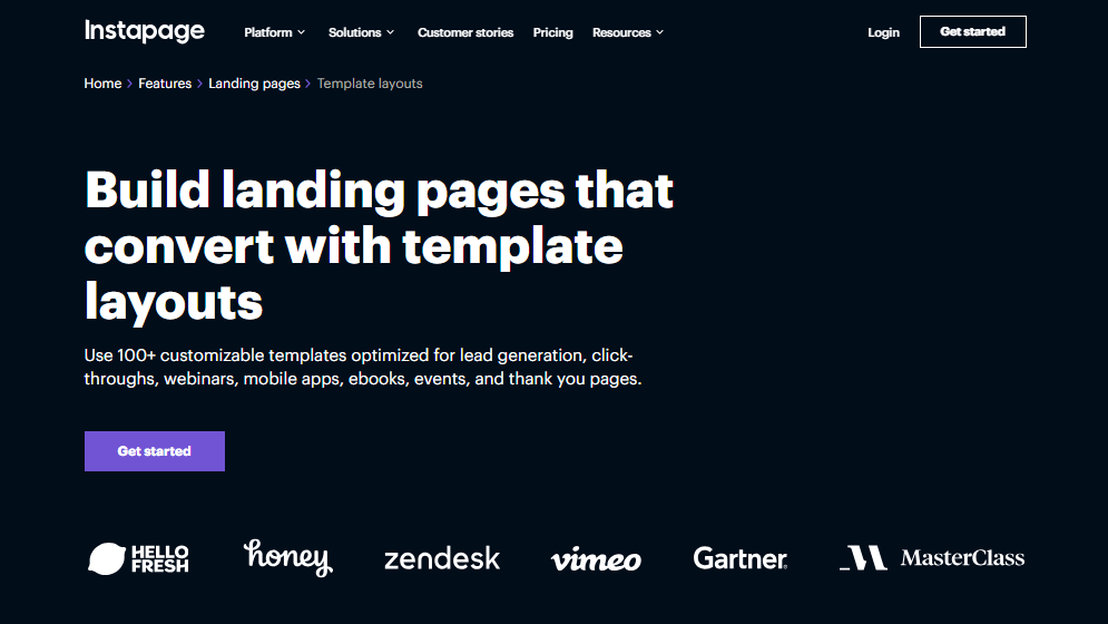 Templates of Instapages