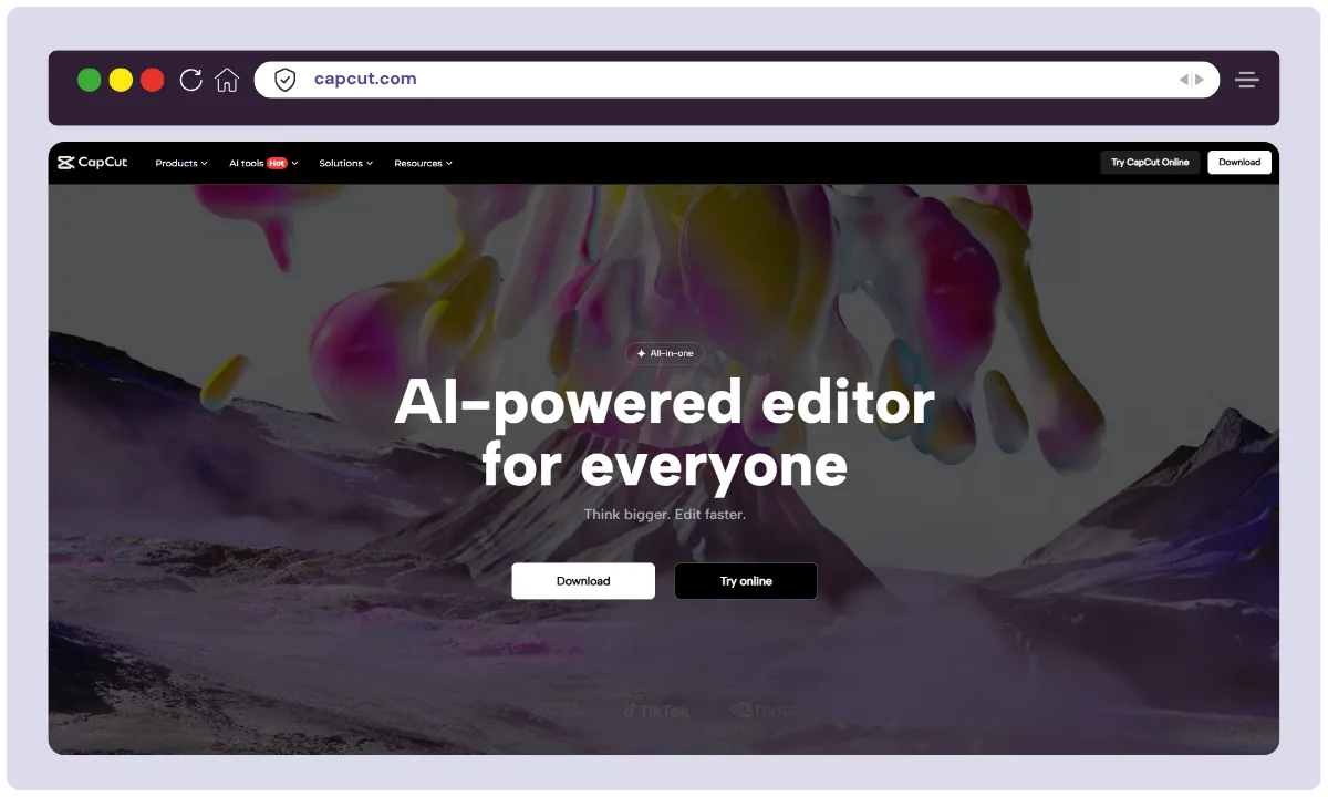 Capcut HomePage Overview